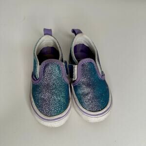 Vans purple and blue sparkle slip on shoe size toddler 7